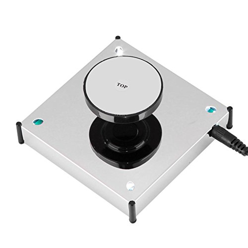 Qioni Magnetic Levitation Display, 360Â° Rotating Magnetic Levitation Platform Stainless Steel Base Floating Show Rotating Shelf Display Platform with LED, for Phones/Jewelry/Cameras/Gadgets(US Plug)