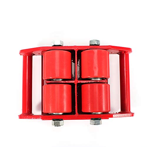 4Pcs Machinery Dollies- 6T Heavy Duty Machinery Dollies Machine 360 Rotation Dolly Skate Material Transport Equipment Polyurethane-Coated Rollers Yellow (6T Pu Red) #TOP2