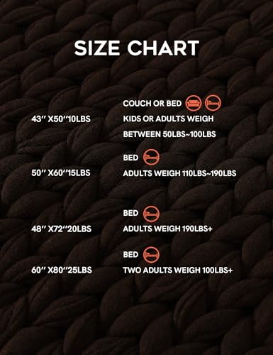 YnM Cotton Weighted Blanket, Handmade Chunky Knitted Design, Soft and Cozy, Temperature Regulating and Breathable, Machine Washable Throw for Sleep or Home Decor (Chocolate Brown, 43x50 Inch, 10lbs)