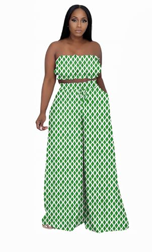 Image of Two Piece Sets for Women Summer Outfits Crop Tops and Wide Leg Pants Sets Sexy Jumpsuits Vacation Outfits with Pockets