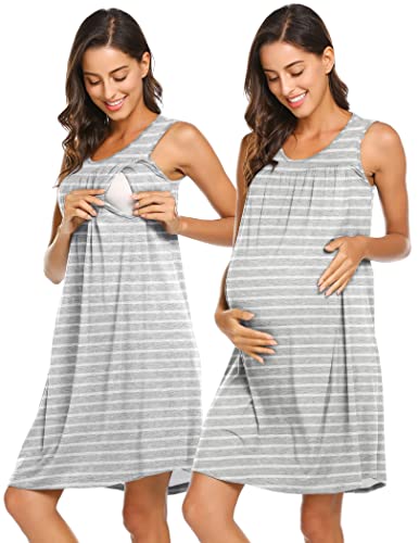 Image of Ekouaer Women's Labor/Delivery/Maternity Nursing Nightgown for Hospital Breastfeeding Sleepwear S-XXL