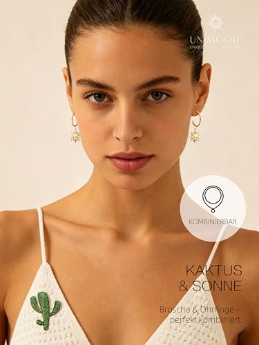 Broche de cactus verde para mujer en metal esmaltado vintage 5