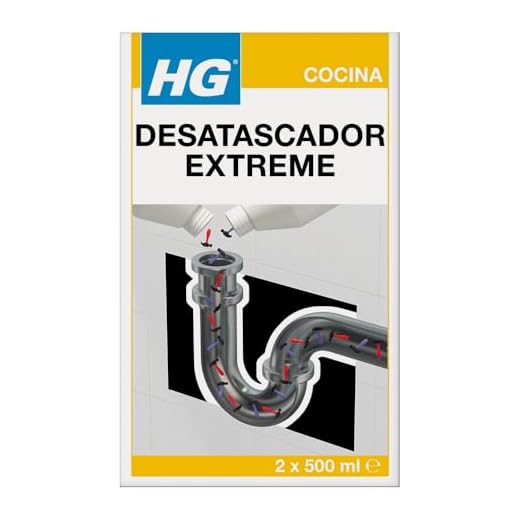 HG Desatascador Extreme, Potente Desatascador de Desagües y Cañerías, Desbloquea Fregaderos de Cocina y Baño, Elimina los Atascos y Tapones de Pelo en el Baño, Producto HG - 2 x 500 ml