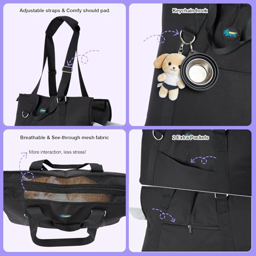 Ownpets Große Hundetragetasche, Träger mit Taschen für Mittelgroße Welpen, Flugzeuggenehmigt, Passt für bis zu 10 kg, Katzen- & Hundetragtasche, Hände-freie Haustier-Tragtasche für Frauen