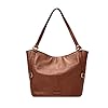 Fossil Women's Sam Leather Shopper Tote Purse Handbag, Brown
