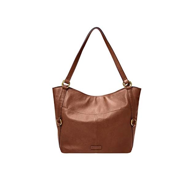 Fossil Women's Sam Leather Shopper Tote Purse Handbag, Brown