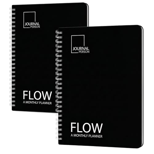 Image of Flow | Undated Monthly Planner | A5 | 96 Pages | Daily Planner Pages, To-do lists, Meeting Notes, Habit Tracker | Productivity Planner for Work & Life Pack of 2
