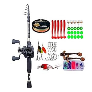 Vishengel Fishing Rod and Reel Combos Telescopic Casting Fishing Combo Portable Ultralight Rod and 7.2:1 Gear Ratio Fishing Reel Fishing Combo Draagbare reishengel (Color : White, Length : 2.4 m)