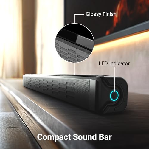 Image of ZEBRONICS 42 Watts Bluetooth Soundbar, 7 Hours Playback, Powerful Dual Drivers, LED Indicator, Built-in Rechargeable Battery, Type C Charging, BTv5.0, mSD, AUX (Juke BAR 1610, Glossy Black)