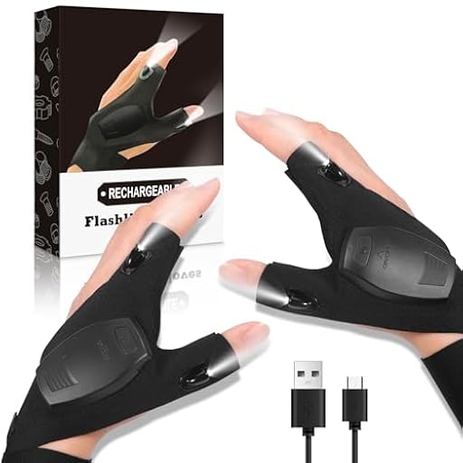 GLOSKIN 1 Par de Guantes Linternas LED, Regalos para Hombres, Guantes de Pesca, Regalos para Hombres, Regalos de Cumpleaños Gadgets para Hombres, Regalos para Papá, Calendario de Adviento | Ya disponible en tu tienda friki favorita! En mundofriki.es!