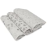 Brand: Baby Bites Duffi Baby - Muselina estampada set 3 piezas. 100% Algodón suave y agradable al tacto. Diseño de Elefantes corazones y flores, unisex, color gris 0825-11