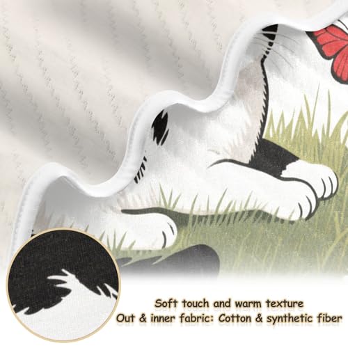 Custom Cute Animal Cat American Anime Style Black White Blanket for Cozy Personal Name Blanket for Nursery Stroller Crib 30x40in cositas para Bebes recien nacidos2
