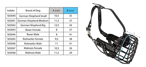 Dingo Gear Gummierte metallmaulkorbe für Rottweiler Hündin Professionelle Bequeme universelles Produkt für Langen Spaziergängen S03045