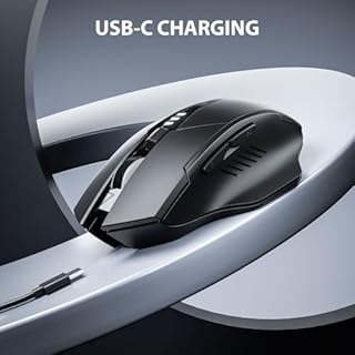 INPHIC Wireless Mouse Rechargeable, [Battery Level Visible], Silent Click USB 2.4G Cordless Mouse for Laptop PC Computer Tablets, 6 Buttons, 2400DPI 4 Adjustment Levels, Black