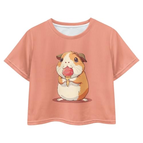 Image of Cute Crop Tops for Girls Short Sleeve Summer T Shirts Fashion Graphic Tees Crew Neck Pullover Tee 5-14 Years