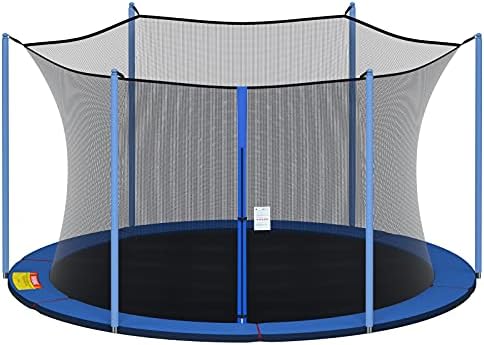 TOROTON 14ft Trampoline Replacement Safety Enclosure Net Fits for 6 Poles Round Trampolines, Breathable, Tear and Weather-Resistant Trampoline Safety Net with Adjustable Straps (Net Only)
