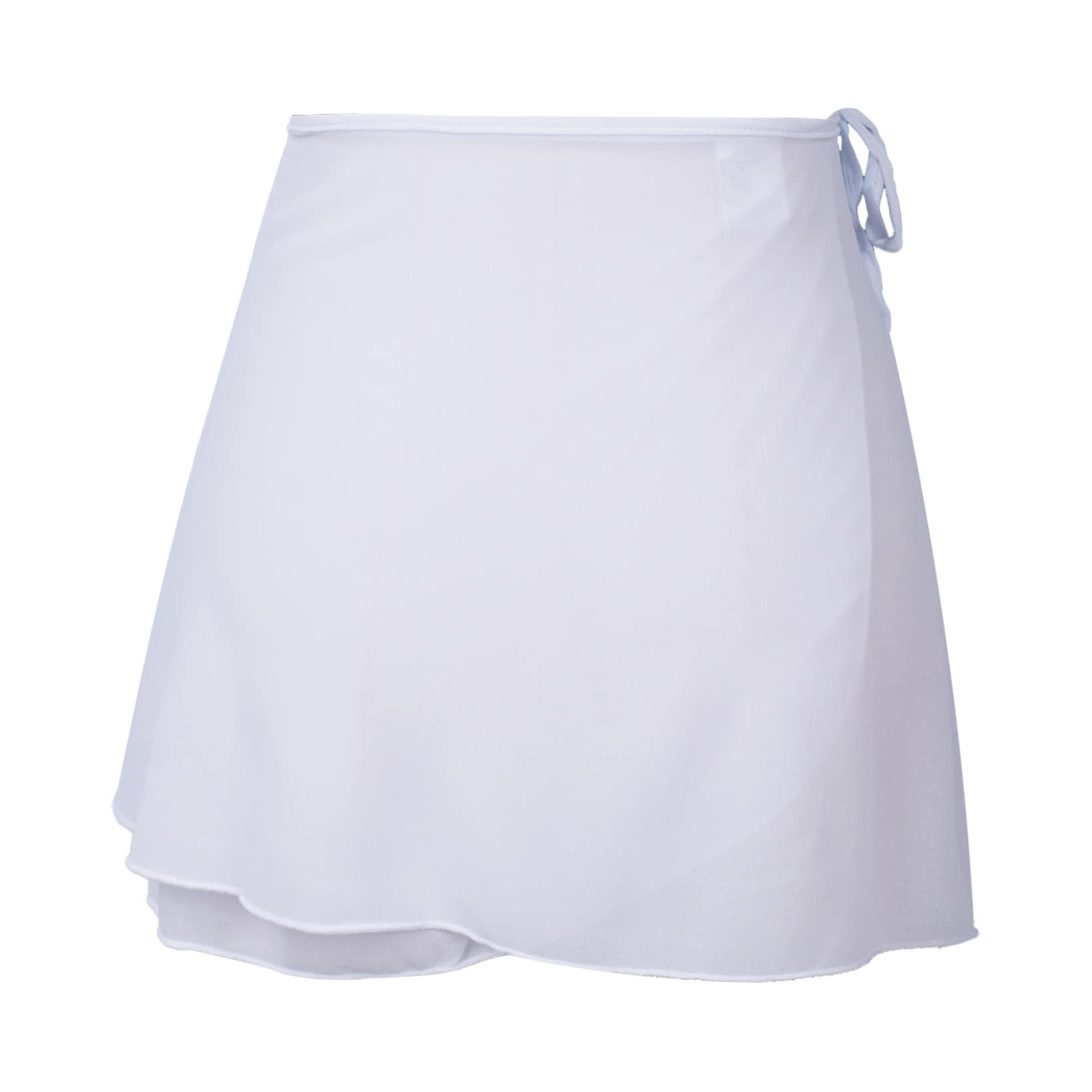 JanJean Women Girls 2 Layers Chiffon Wrap Skirt Ballet Dance Skirts Over Scarf Skater Skirt with Tie Waist White B Medium