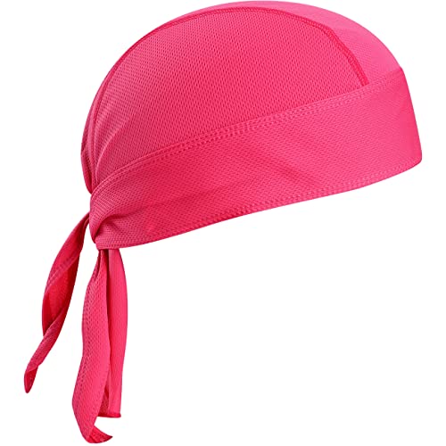 VIAUMBR Bandana Homme Casquette Cyclisme Velo randonnée Bandana Pirate sous Casque Velo Tissu aéré pour Natation Jogging Course Montagne et Moto Rose Rouge