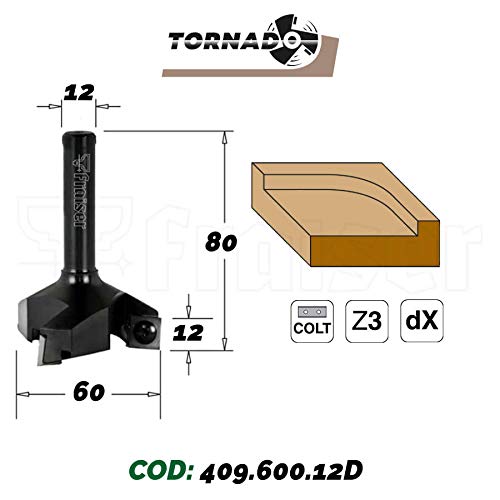 Fresa per Spianare Legno con coltellini intercambiabili HW Z3 a Punta x Fresatrice - D=60 / I 12 / S=12 - Frese Fraiser