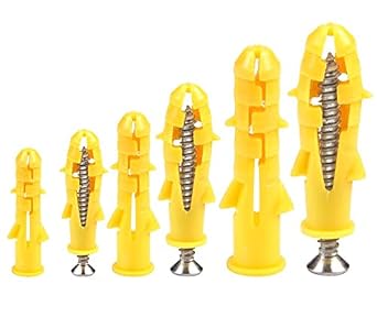 Drywall Anchor kit,20 Pieces M10x80mm Plastic Expander Anchor Screw Hole Fillers and Screws Galvanized Plated for Drywall Hollow Wall Concrete Ceiling Tile Wood 10set