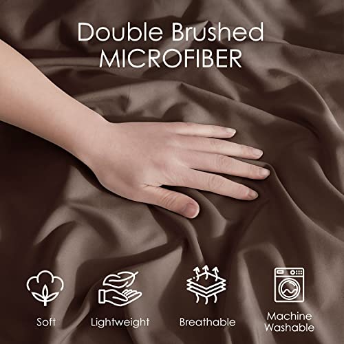 Image of Hearth & Harbor Chocolate Brown Duvet Cover King Size, 3 Piece Bedding Set | Soft Double Brushed Bedding Set, Button Closure, 1 Duvet Cover 104x90 Inches, 2 Pillow Shams