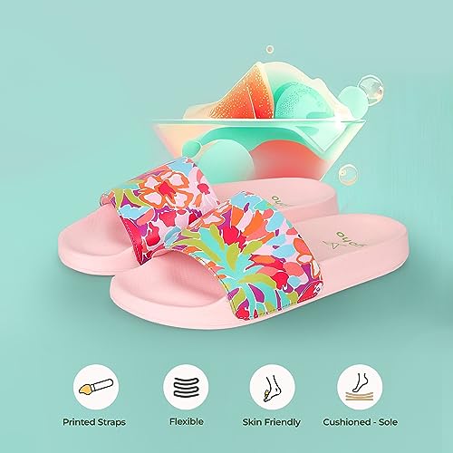 Image of YOHO Tropica Printed Comfortable Women Slides | Stylish Rainy Footwear & Waterproof Monsoon Sandals | Soft Inner Lining On Strap