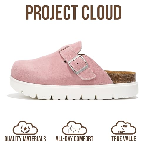 Image of Project Cloud 100% Genuine Leather Platform Clogs for Women Footwear - Memory Foam Arch Support Cork Footbed Casual Shoes & Mules for Women 2026 (Benton Chunky)