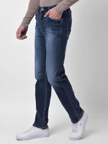 Image of Numero Uno Men Solid Blue Denim Slim Fit Jeans