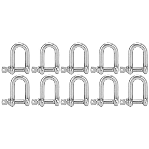 lvifloae 10pcs M4 Screw Pin Anchor Shackle 304 Stainless Steel Heavy Duty DShape Shackle for Camping Chains Wire Rope Lifting