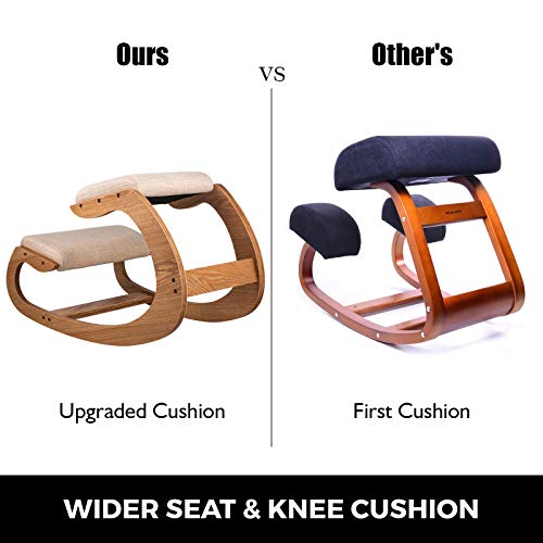 VEVOR ergonomischer Hocker Kniehocker mit Hüftpolster, Gesundheitsstuhl für Zuhause, Kniestuhl zur Verbesserung der Rückenschmerzen Nackenschmerzen Lindern & Körperhaltung (Weiße Eiche)