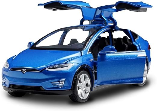 Image of Metal Pull Back Diecast Car 1:32 Tesla X90 Pull Back Car Model with Sound Light Boys Gifts Toys for KidsPack of 1】,multicolor