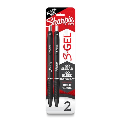 Sharpie S-Gel, Gel Pens, Bold Point (1.0mm), Black Ink Gel Pen, 2 Count