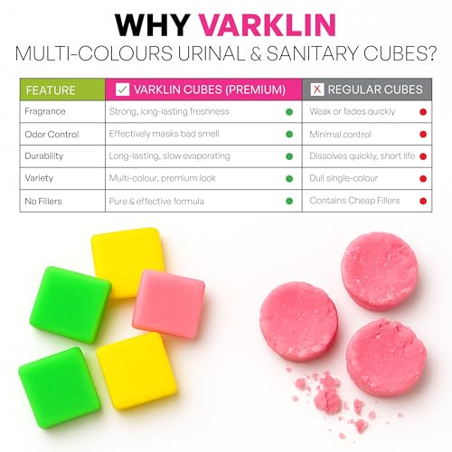 Image of Multi Colour Urinal & Sanitary Cubes Pack of 12, Air Freshener Deodorizer for Toilets, Bathrooms & Washbasins - Long-Lasting Freshness for 30 Days, Eliminates Odours, Easy to Use, 300g