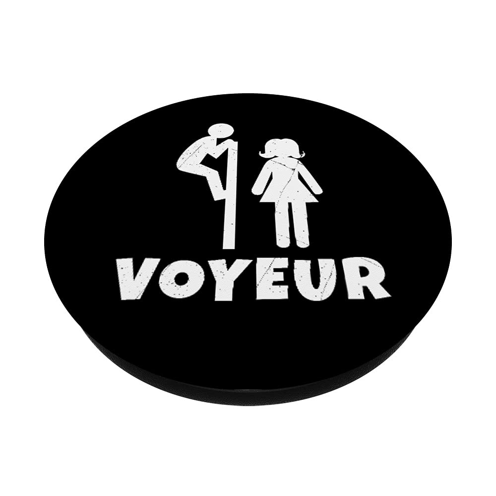 Funny Voyeur WC Toilet Male Peeping Guy PopSockets Swappable PopGrip, Black - Image 2