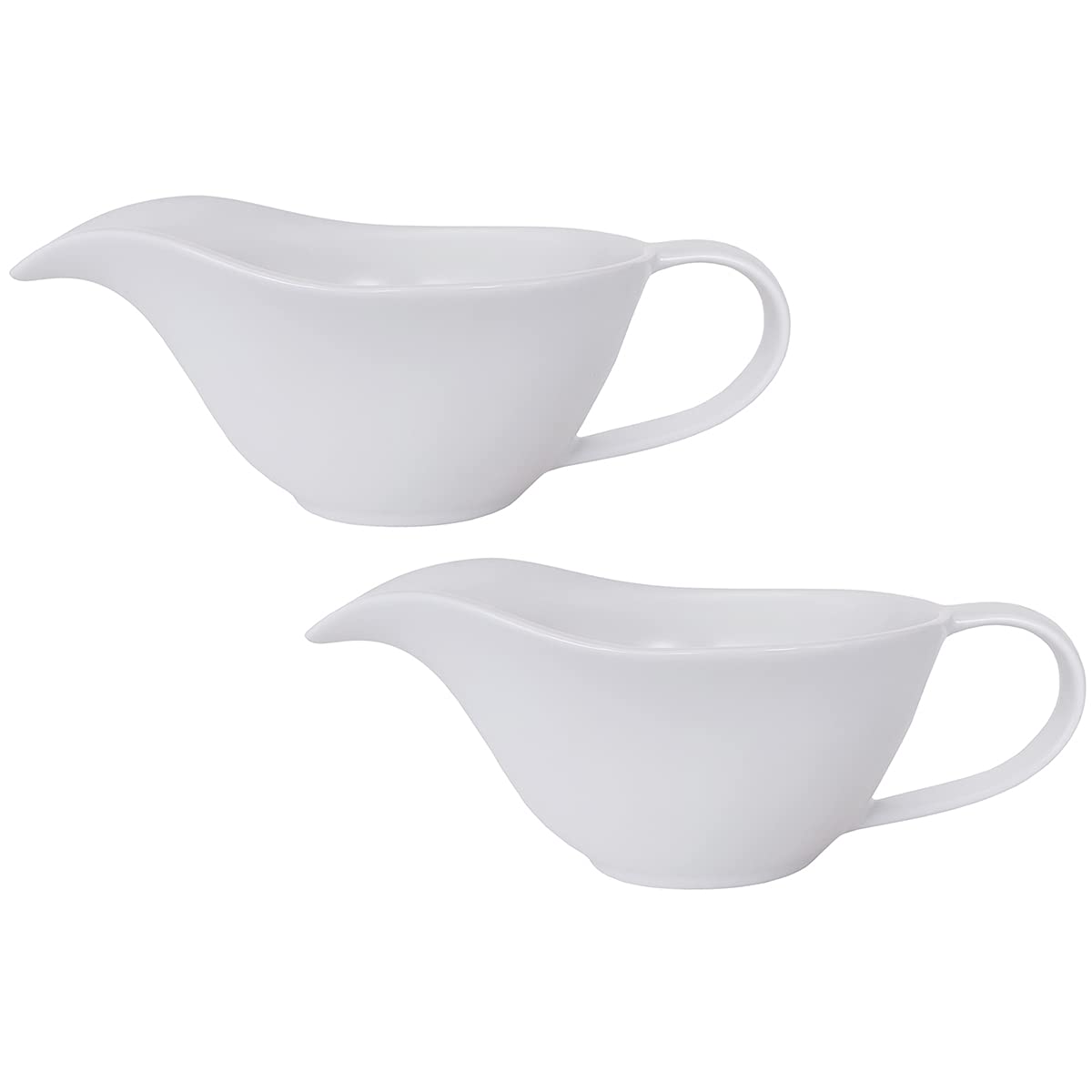 Sizikato Set di 2 brocche classiche in porcellana bianca opaca per salsa facile da versare, 200 ml