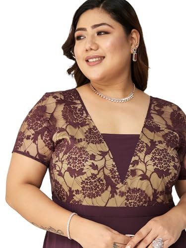 Image of Miss Chase A+ Women's Floral Printed Relaxed Fit V -Neck 3 /4Th Sleeve Georgette Maxi Dress