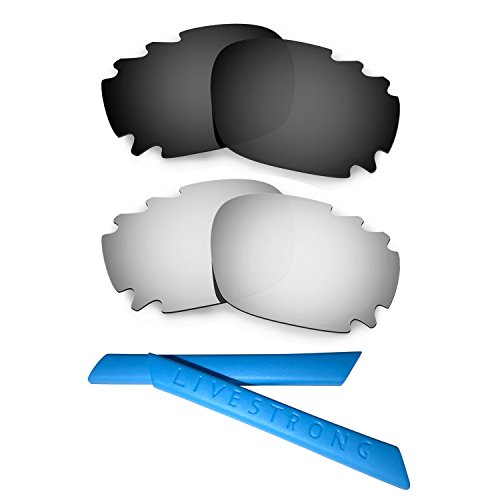 Verres polarisés de rechange Black Titanium et kit élastomère bleu pour Racing Jacket