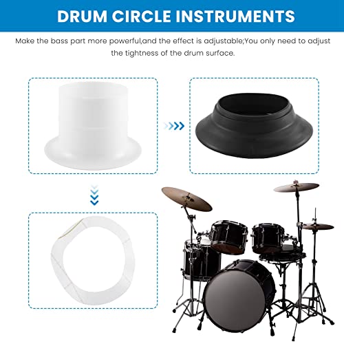Folceretsc Bass Drum Enhancer ABS Rubber Bass Drum Kick Enhancer with Black Port Hole Protector,Mic Hole Drum Head,White - Image 2
