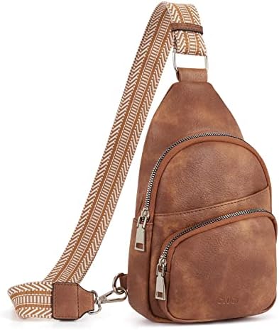 CLUCI Small Sling Bag for Women, Crossbody Vegan Leather Large Sling Backpack, PU Leather Crossbody Bags Chest Bag with Guitar Strap