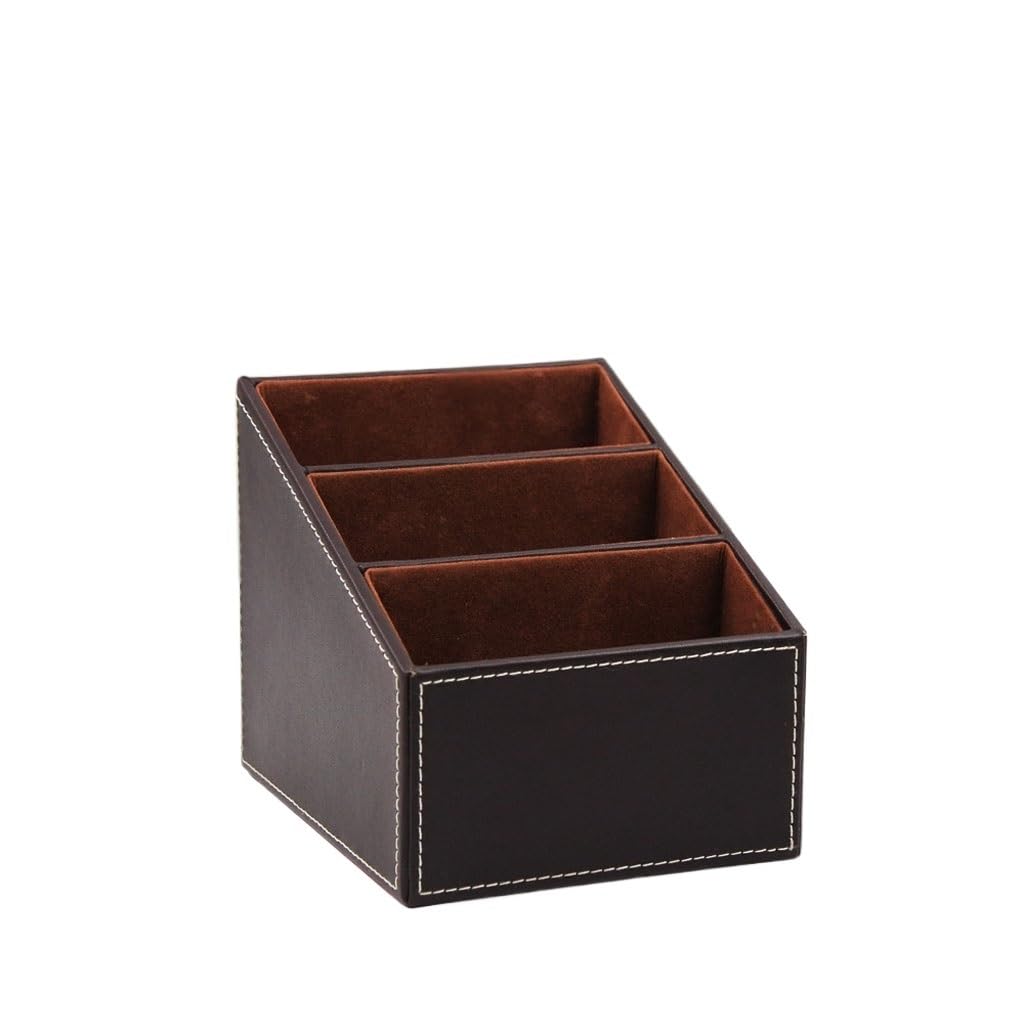 Caja de almacenamiento de papelería de cuero for negocios, organización de escritorio multifuncional, oficina de hotel creativa(3-Pack)