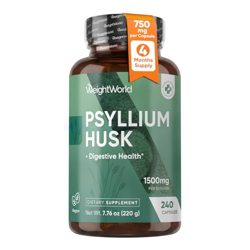 Image of WeightWorld Psyllium Husk Capsules 1500mg (750mg per Cap) | Prebiotics & Soluble Fiber Supplement for Digestive Health - 240 Vegan Psyllium Husk Powder Capsules, Non-GMO, Gluten-Free