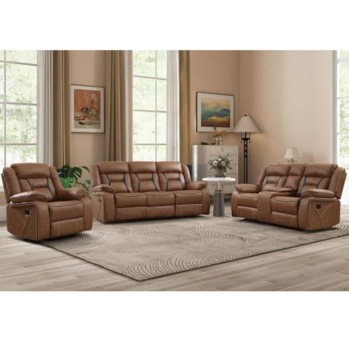 EBELLO Faux Leather Recliner Sofa Set