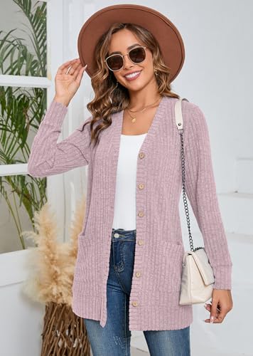 Heymoments Lightweight Open Front Cardigan Sweater for Women Long Sleeve Causal Bolero Button Down Soft Outwear Tops2