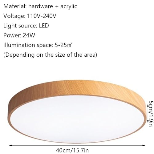 Lámpara de techo LED ultrafina de veta de madera redonda regulable 7