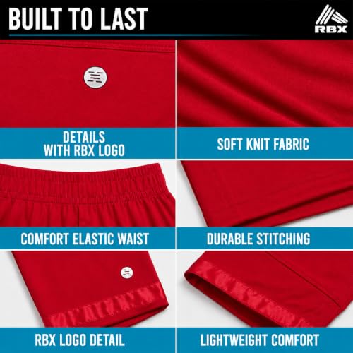 Image of RBX Boys Short Set - 2 Piece Active Performance Short Sleeve Athletic Shirt and Basketball Shorts with Elastic Waistband