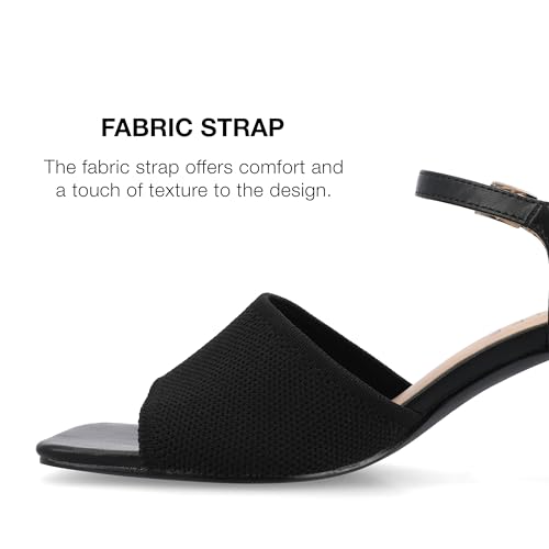 Journee Womens Knit Buckle Ankle Strap Covered Block Heel Open Square Toe Evylinn Comfort Foam Sandals3