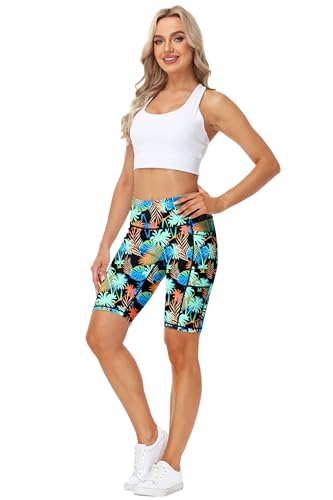 Image of AOBUTE Womens 9 inch /10 inch /11 inch Long Swim Board Shorts High Waisted UPF 50+ Biker Shorts with Pockets