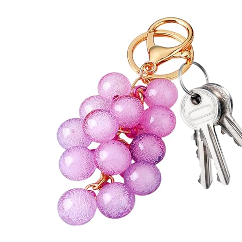 Mbiyhgta Abalorio para bolsa, colgante 3D de uva, bonito llavero para decoración de coche, para adolescentes, hombres, mujeres, fanáticos, cumpleaños, día festivo, viajes, fiesta en casa, Morado