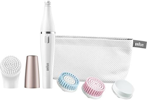 Braun Face 851 Women's Miniature Epilator, Electric Hair Removal, with 4 Facial Cleansing Brushes and Beauty Pouch
