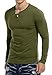 KUYIGO Mens Slim Fit Long Sleeve Fashion Casual Henley T Shirts St Patrick's Day Shirt Tops Army Green Large